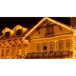Vánoční exteriérové led rampouchy na osvětlení domu - teplá bílá 20m + flash efekt ledová bílá