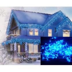 Vánoční exteriérové ​​led ozdobné osvětlení domu - modré rampouchy 5m